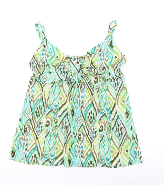 INC Womens Green Geometric Polyester Camisole Tank Size M V-Neck