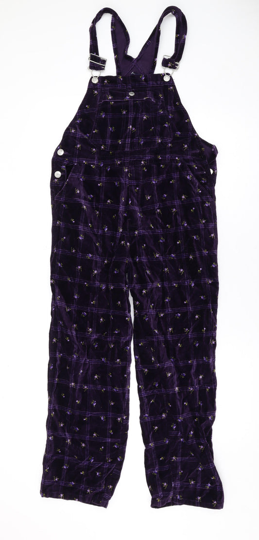 Gap Womens Purple Geometric Cotton Jumpsuit One-Piece Size XL L26 in Hook & Eye