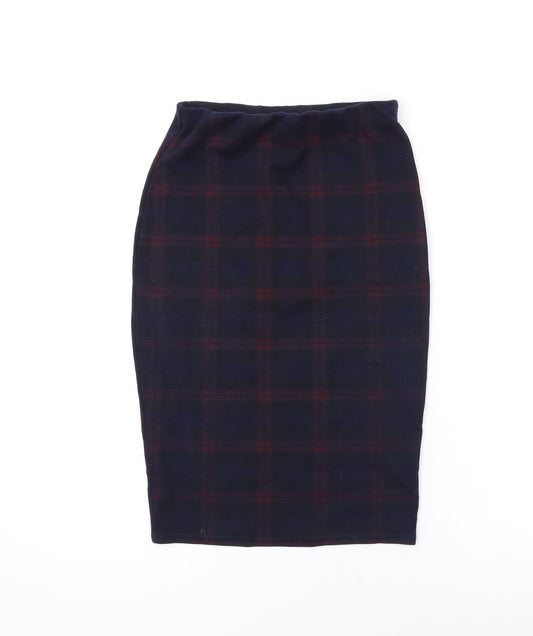 New Look Womens Black Plaid Polyester Bandage Skirt Size 6