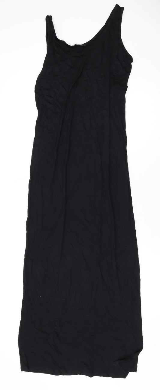 Marks and Spencer Womens Black Viscose Maxi Size 10 Scoop Neck Pullover