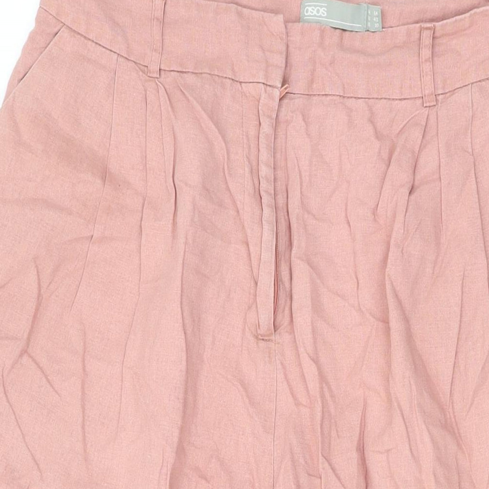 ASOS Womens Pink Cotton Cropped Trousers Size 14 L21 in Regular Zip