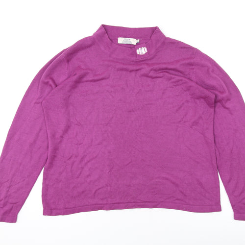 EWM Womens Purple Boat Neck Acrylic Pullover Jumper Size L