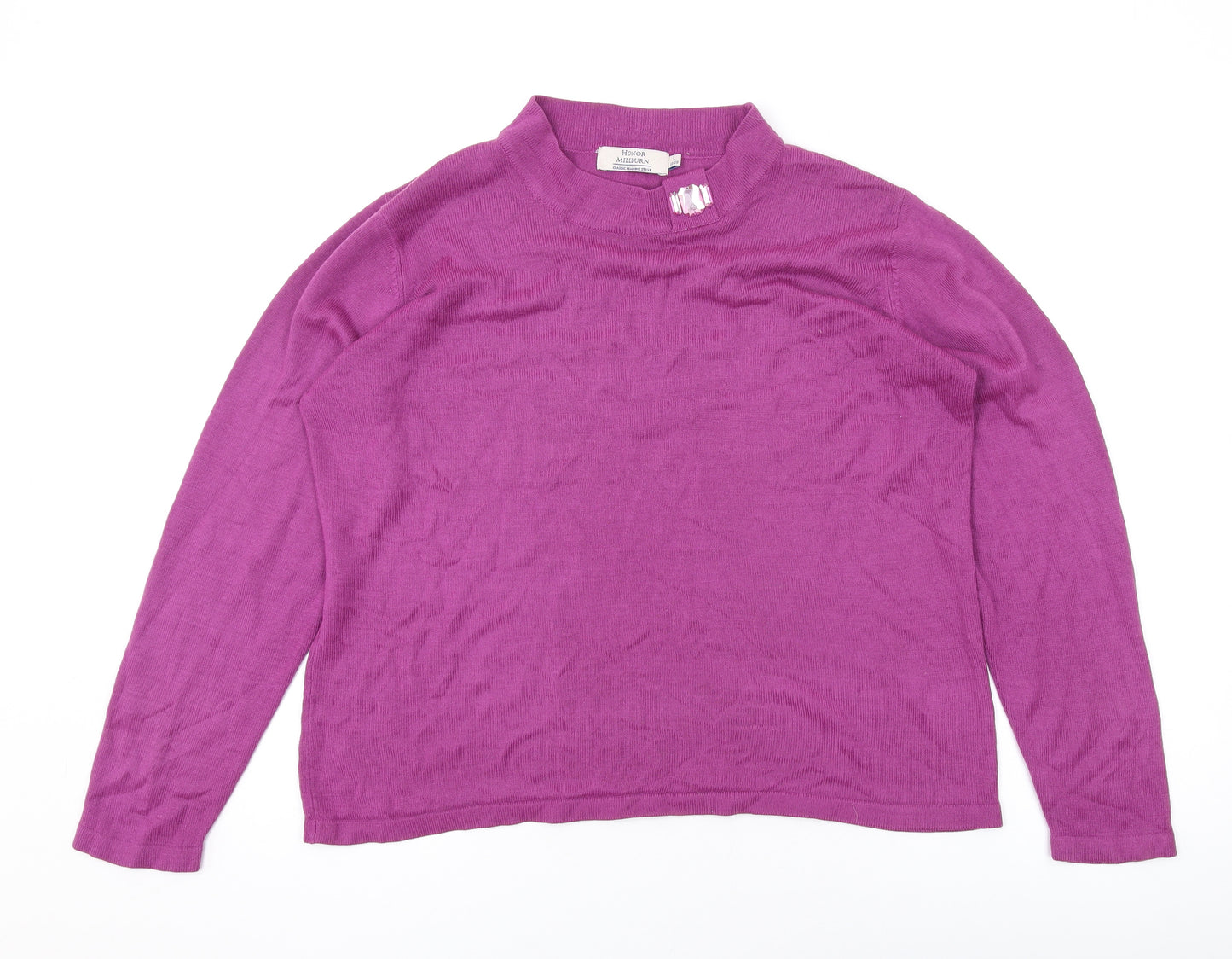 EWM Womens Purple Boat Neck Acrylic Pullover Jumper Size L