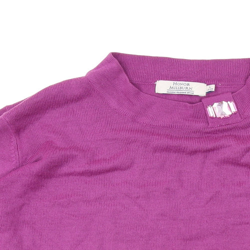 EWM Womens Purple Boat Neck Acrylic Pullover Jumper Size L