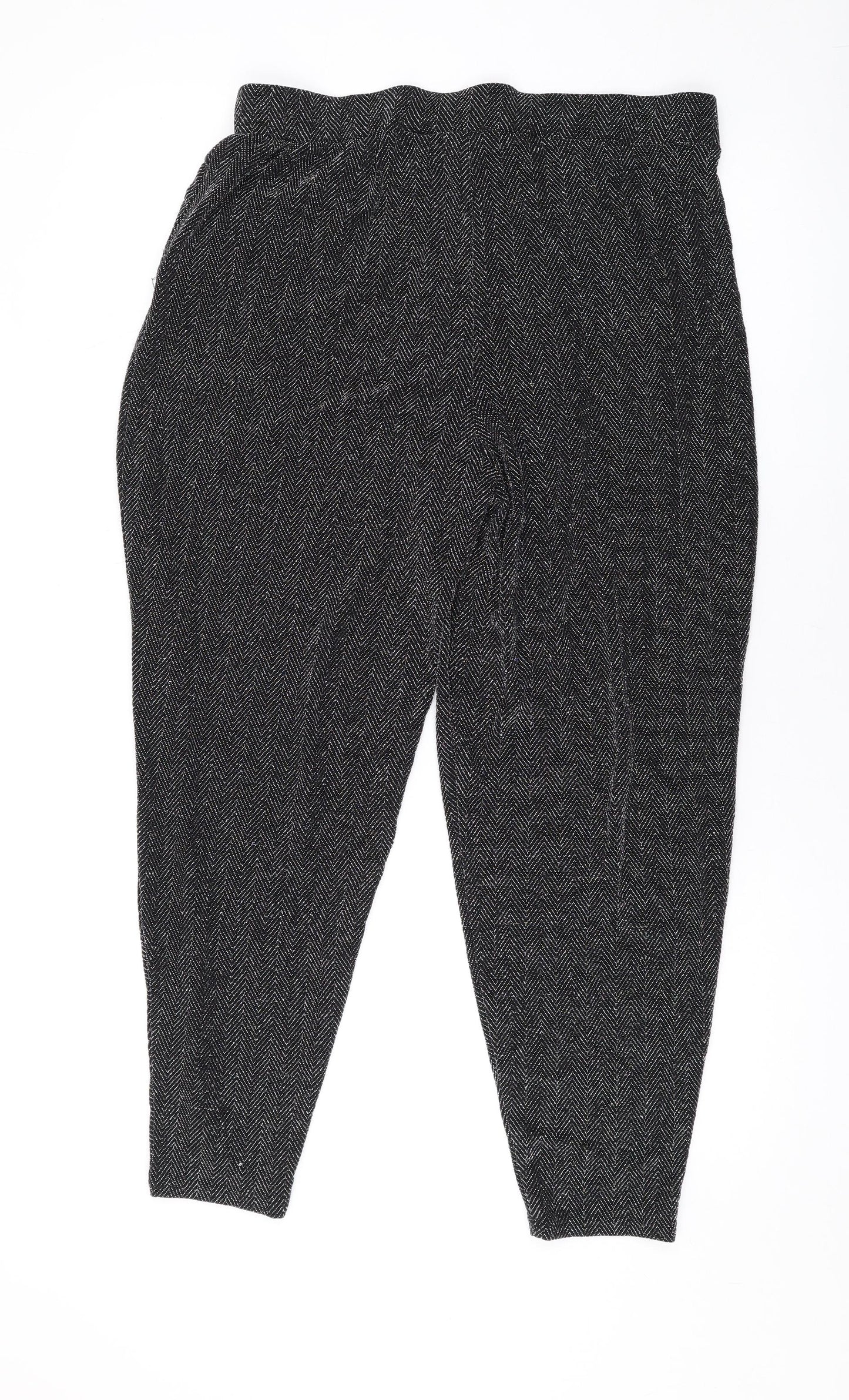 NEXT Womens Black Nylon Trousers Size 14 L25 in Regular