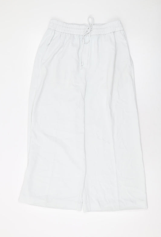 Marks and Spencer Womens White Polyester Trousers Size 10 L23 in Regular Drawstring