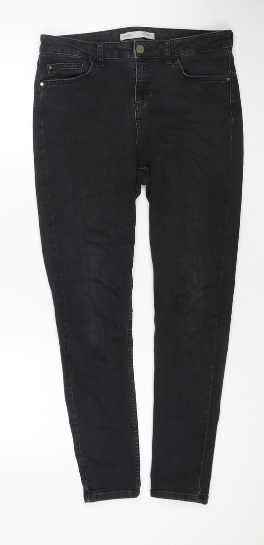 George Womens Black Cotton Skinny Jeans Size 12 L27 in Regular Zip