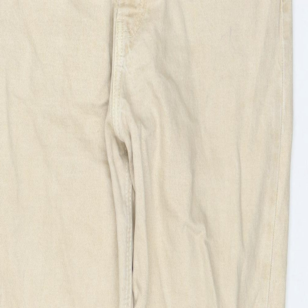 Zara Womens Beige Cotton Straight Jeans Size 8 L28 in Regular Zip