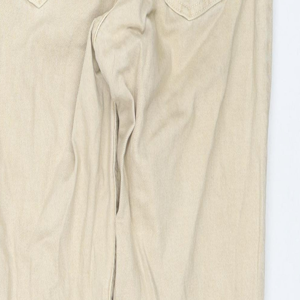 Zara Womens Beige Cotton Straight Jeans Size 8 L28 in Regular Zip