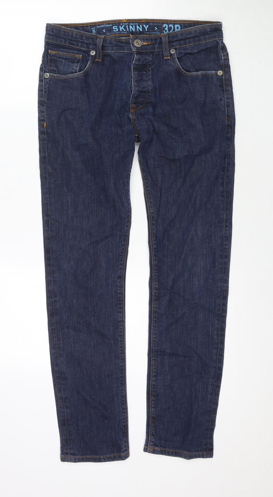 NEXT Mens Blue Cotton Straight Jeans Size 32 in L30 in Regular Zip