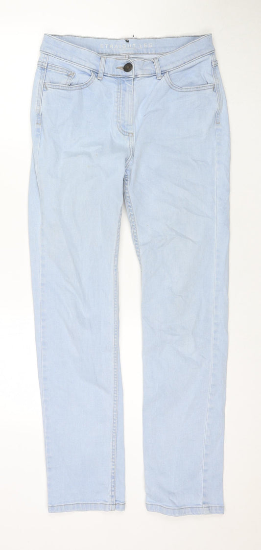 marks Womens Blue Cotton Straight Jeans Size 10 L30 in Regular Zip