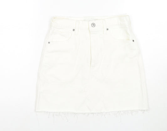 Abercrombie & Fitch Womens White Cotton A-Line Skirt Size 4 Zip