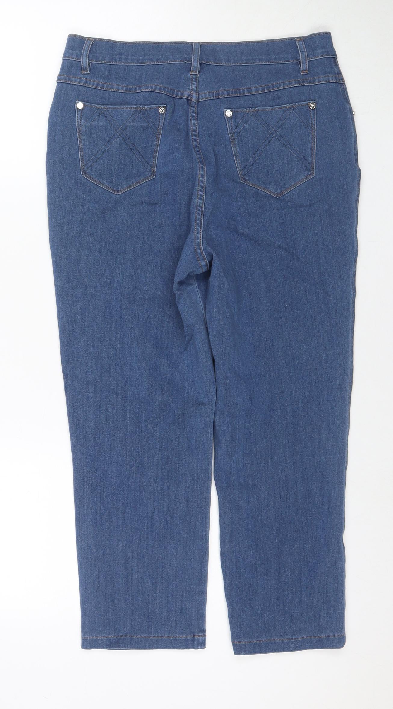 Marble Womens Blue Cotton Cropped Jeans Size 12 L21 in Regular Zip