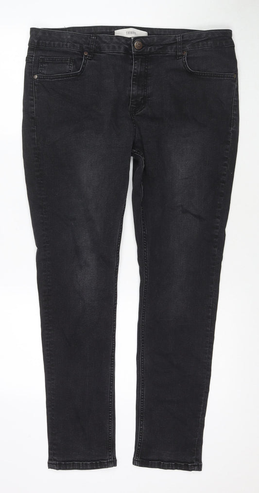 Route One Mens Black Cotton Skinny Jeans Size 36 in L29 in Regular Zip