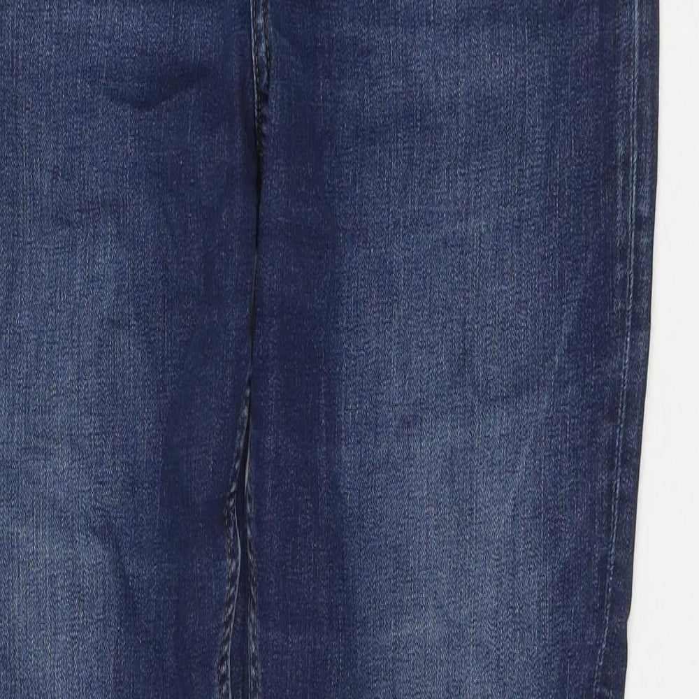 Marks and Spencer Womens Blue Cotton Straight Jeans Size 12 L29 in Regular Zip