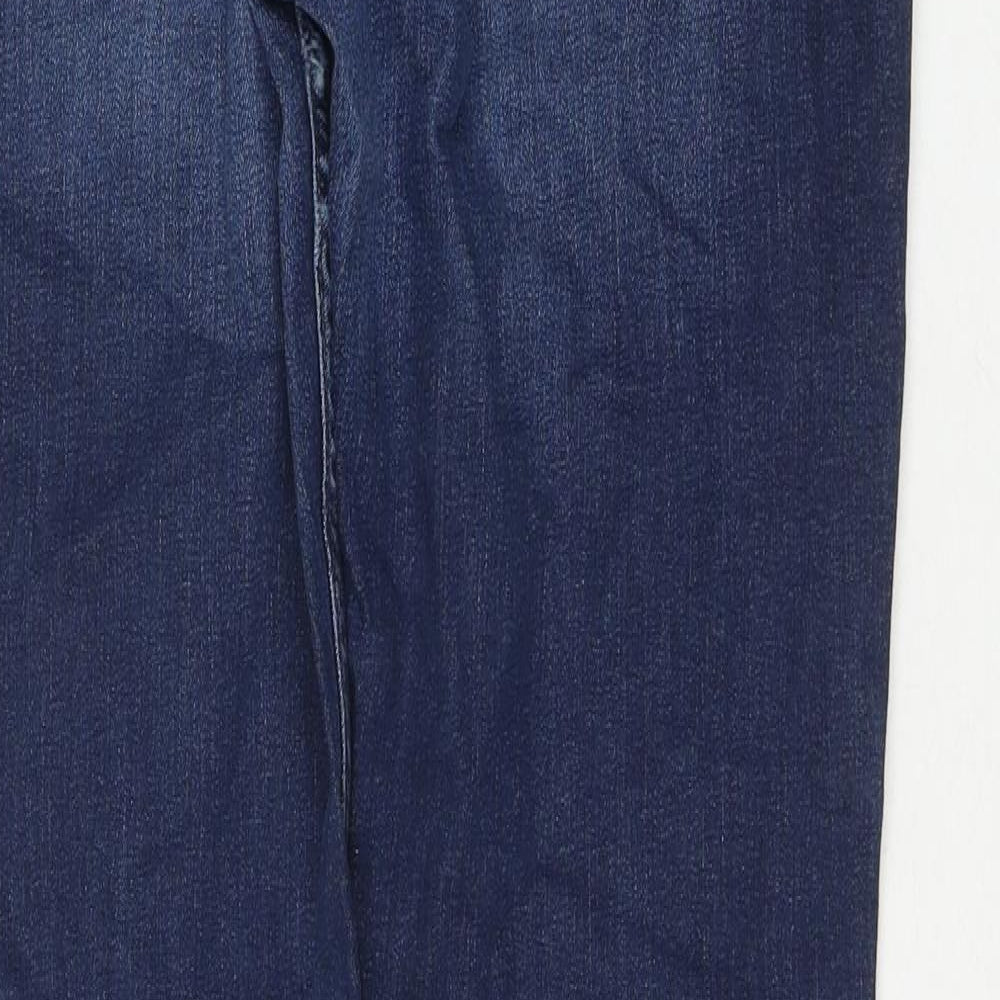 Marks and Spencer Womens Blue Cotton Straight Jeans Size 12 L29 in Regular Zip