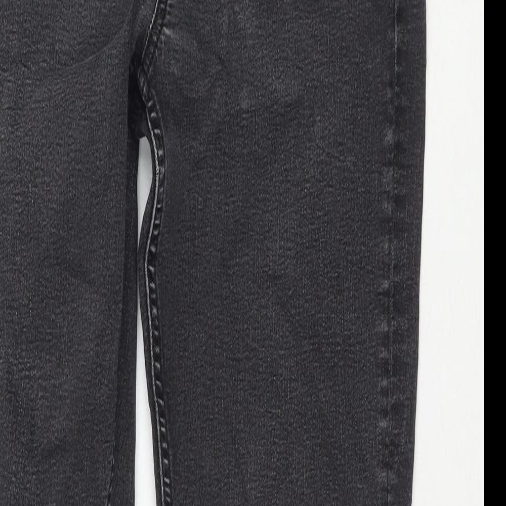 Marks and Spencer Womens Black Cotton Straight Jeans Size 12 L28 in Regular Zip