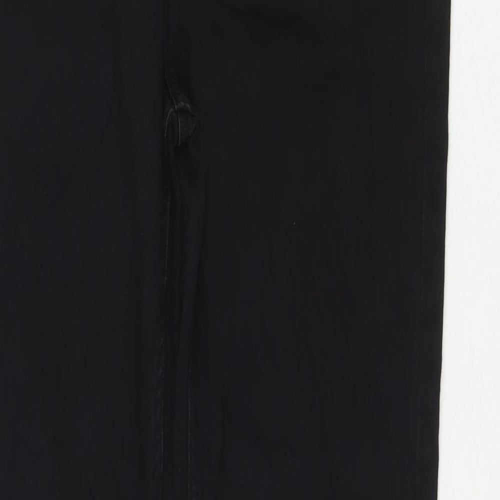 Per Una Womens Black Cotton Straight Jeans Size 12 L27 in Regular Zip - Embellishment Detail