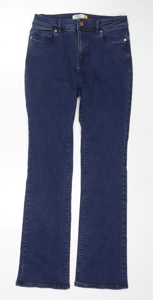 NEXT Womens Blue Cotton Bootcut Jeans Size 10 L31 in Regular Zip