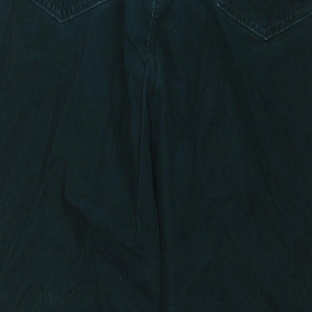 Marks and Spencer Womens Green Cotton Trousers Size 20 L28 in Regular Zip