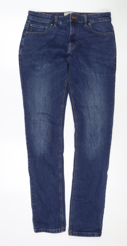 NEXT Mens Blue Cotton Straight Jeans Size 32 in L34 in Regular Zip