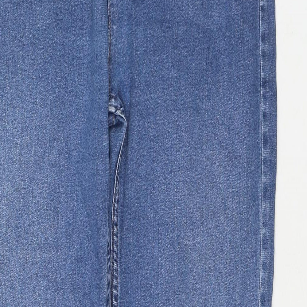 Marks and Spencer Womens Blue Cotton Straight Jeans Size 12 L29 in Regular Zip