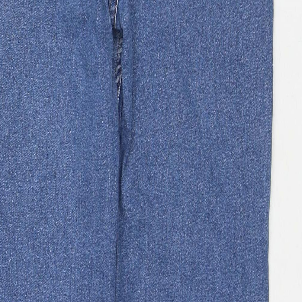 Marks and Spencer Womens Blue Cotton Straight Jeans Size 12 L29 in Regular Zip