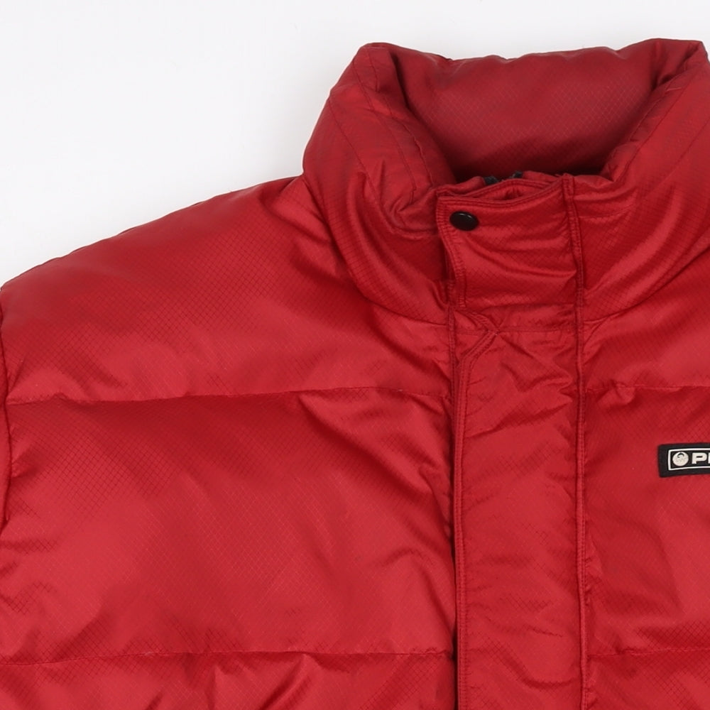 Phoenix Mens Red Puffer Jacket Jacket Size L Zip