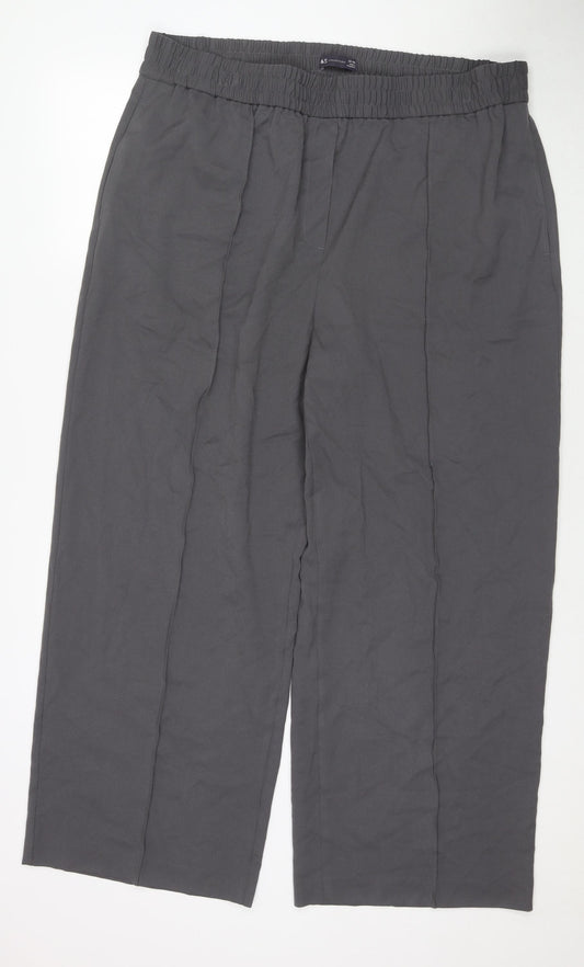 Marks and Spencer Womens Grey Polyester Trousers Size 22 L30 in Regular