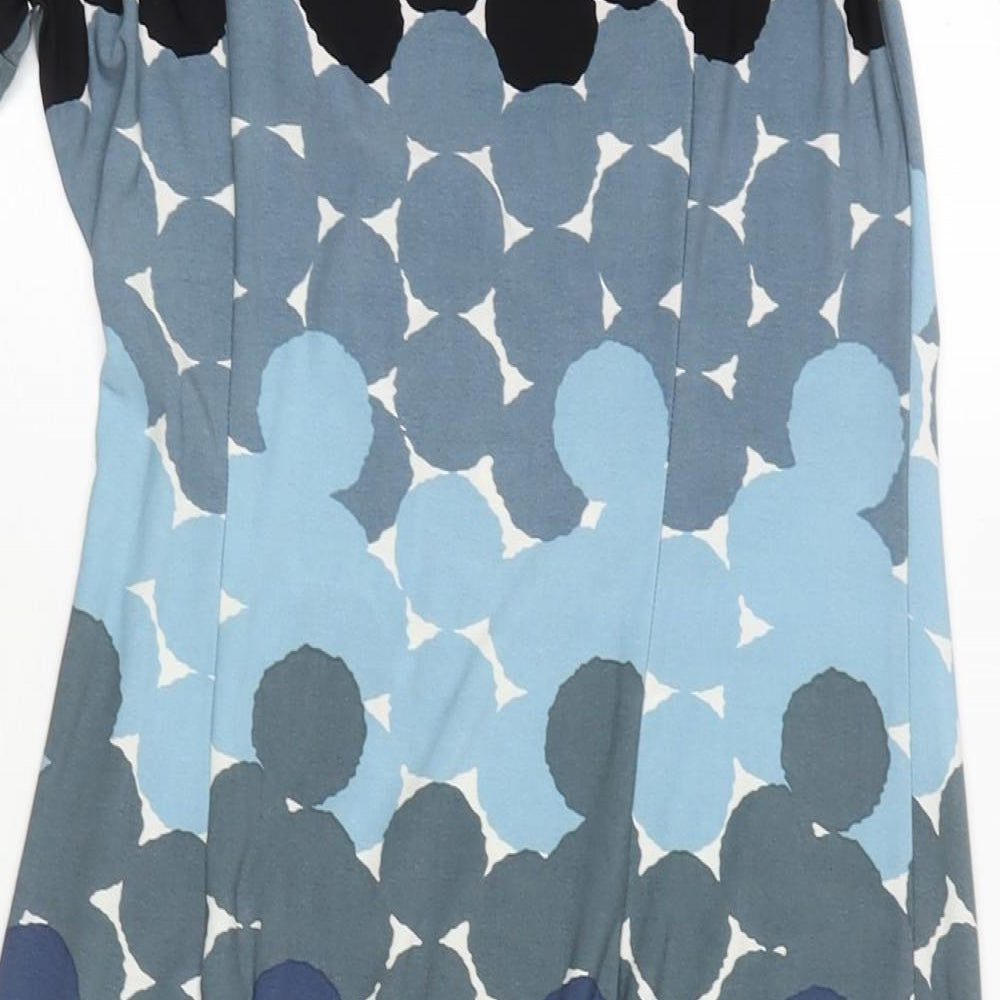 Marks and Spencer Womens Blue Polka Dot Polyester A-Line Size 10 Round Neck Pullover