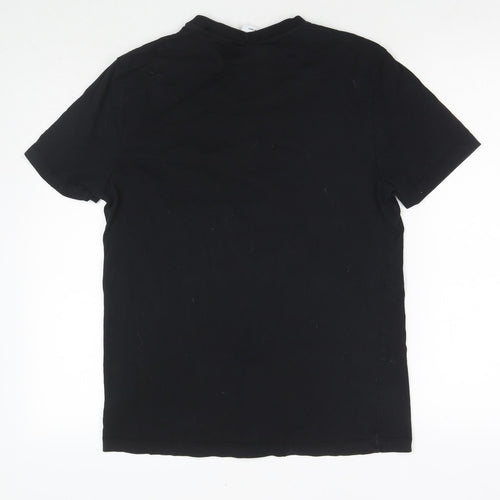 Marvel Mens Black Cotton T-Shirt Size M Round Neck - Flame Logo