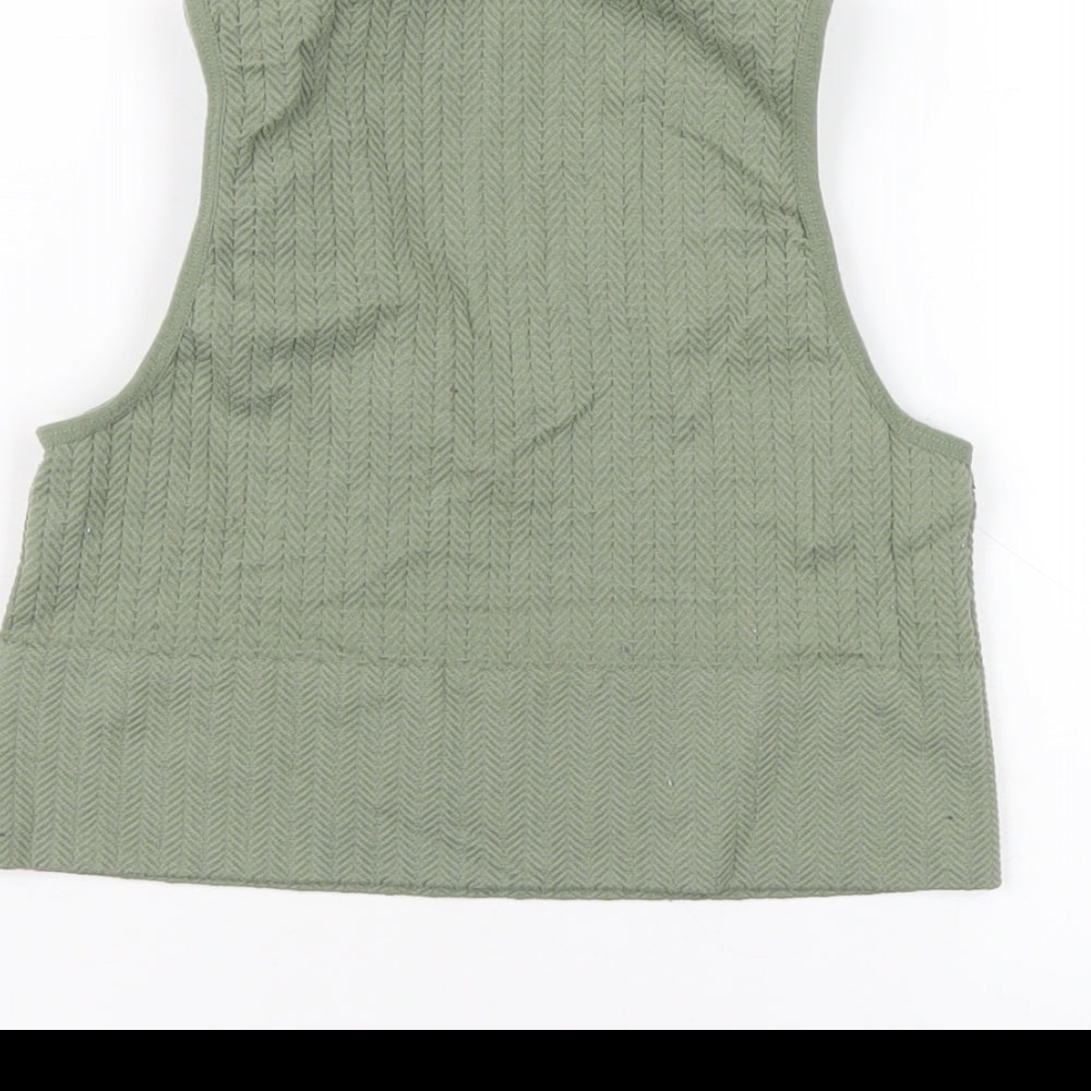 Stradivarius Womens Green Nylon Basic Tank Size M V-Neck