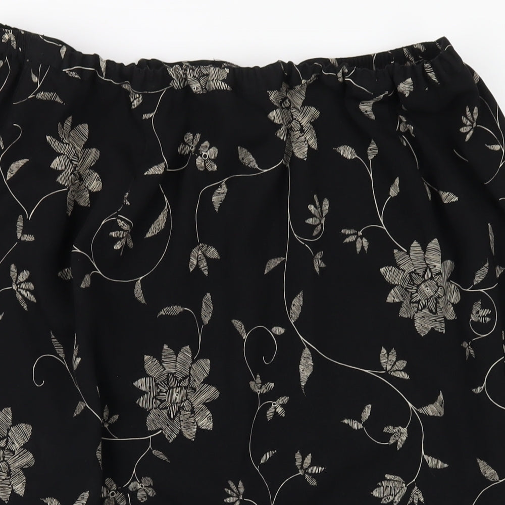 ELVI Womens Black Floral Polyester A-Line Skirt Size 24 Zip