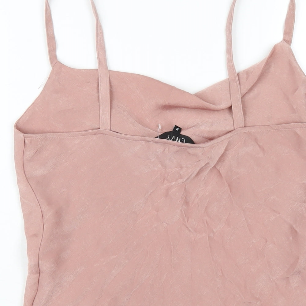 Envy Womens Pink Polyester Camisole T-Shirt Size 8 Cowl Neck