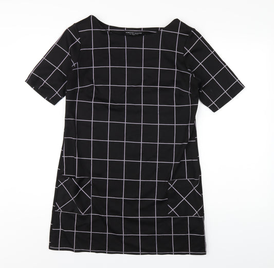 Dorothy Perkins Womens Black Check Polyester A-Line Size 12 Round Neck Pullover