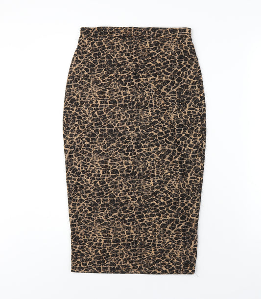 ASOS Womens Brown Geometric Polyester Straight & Pencil Skirt Size 8