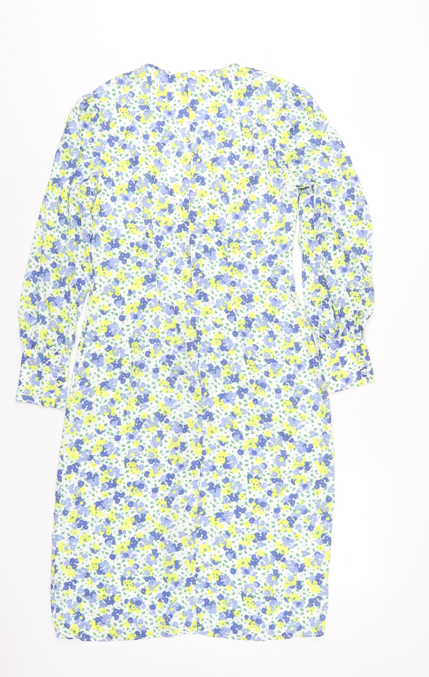 Boohoo Womens Multicoloured Floral Polyester A-Line Size 10 V-Neck Button