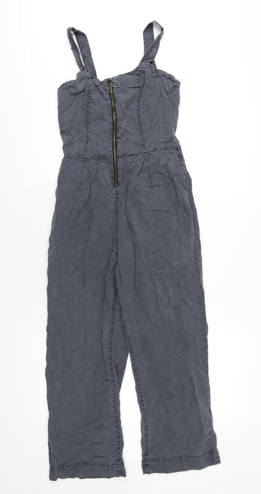 New Look Womens Grey Lyocell Jumpsuit One-Piece Size 6 L24 in Zip