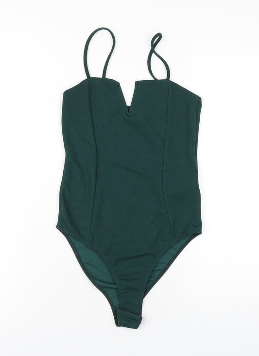 New Look Womens Green Polyester Bodysuit One-Piece Size 8 Snap