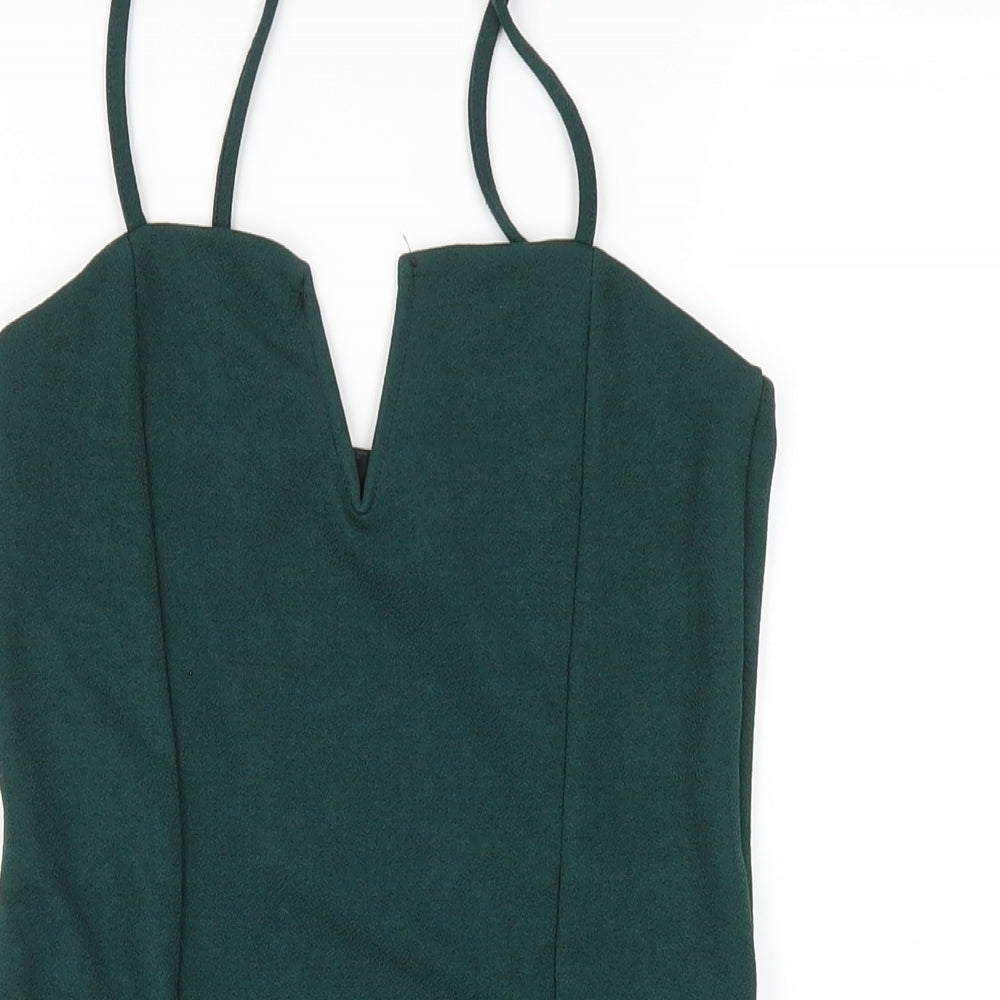 New Look Womens Green Polyester Bodysuit One-Piece Size 8 Snap