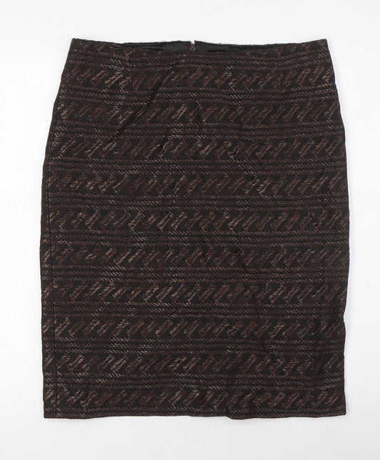 Peruvian Connection Womens Black Cotton Straight & Pencil Skirt Size 12 Zip