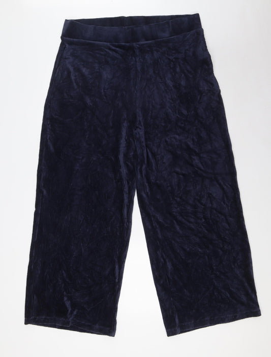 Marks and Spencer Womens Blue Cotton Trousers Size 18 L30 in Regular