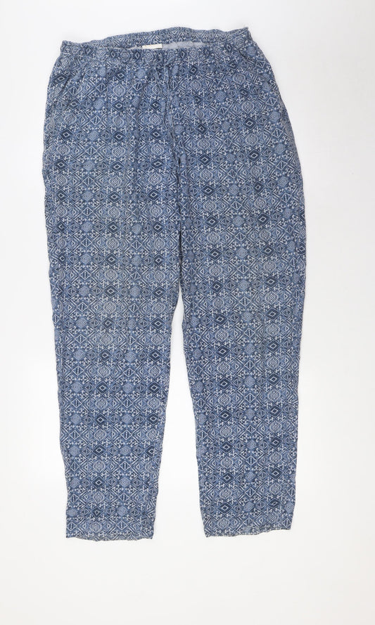 EAST Womens Blue Viscose Trousers Size 12 L29 in Regular - Elasticated Waist