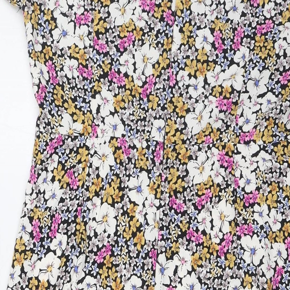 Style Cheat Womens Multicoloured Floral Polyester A-Line Size 12 V-Neck Zip