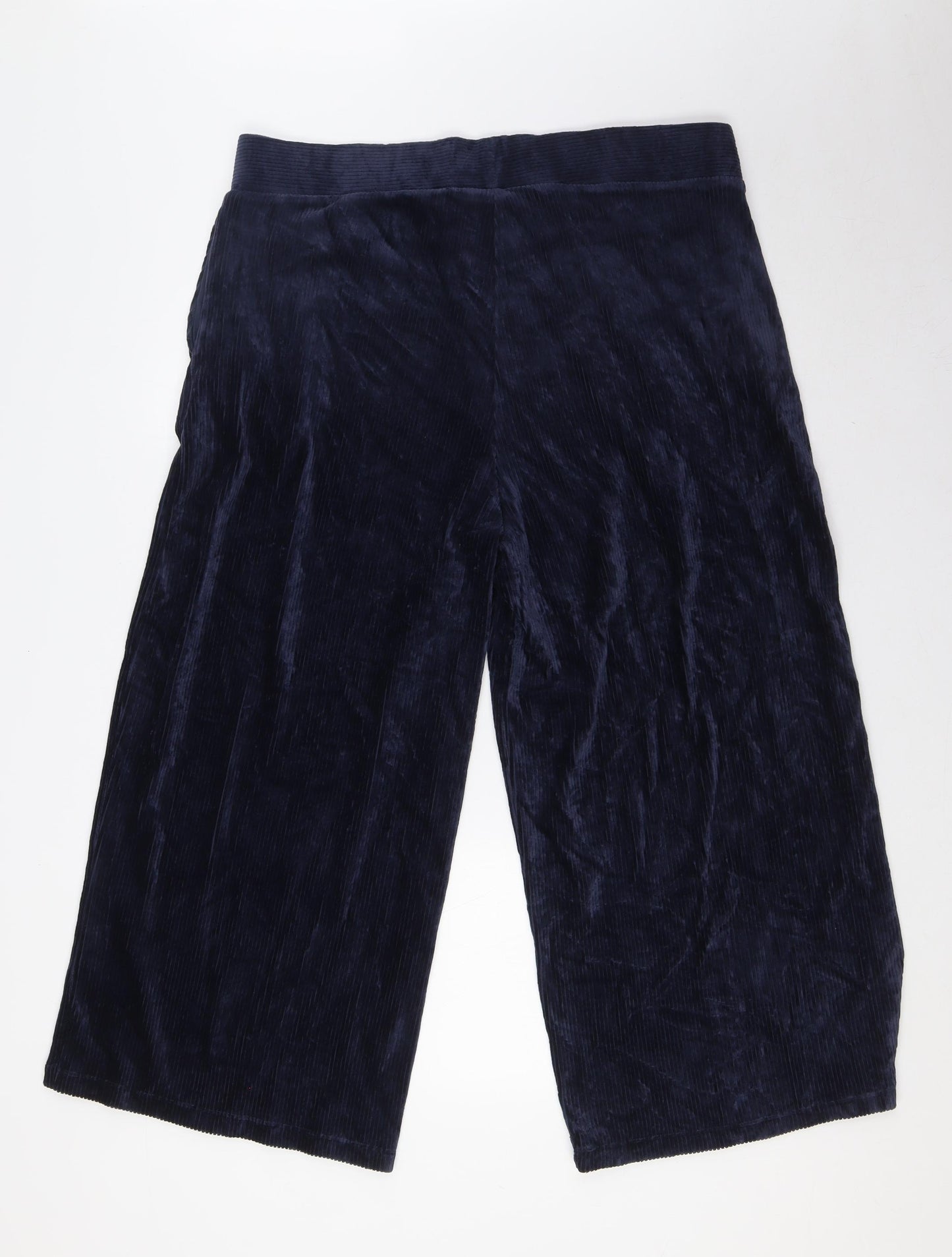 Marks and Spencer Womens Blue Cotton Trousers Size 18 L25 in Regular