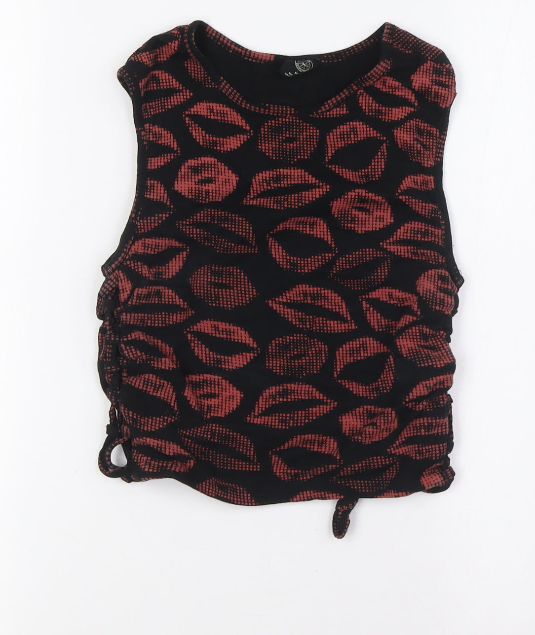 Urban Outfitters Womens Black 100% Cotton Basic Tank Size M Round Neck - Lace Up Sides, Lips