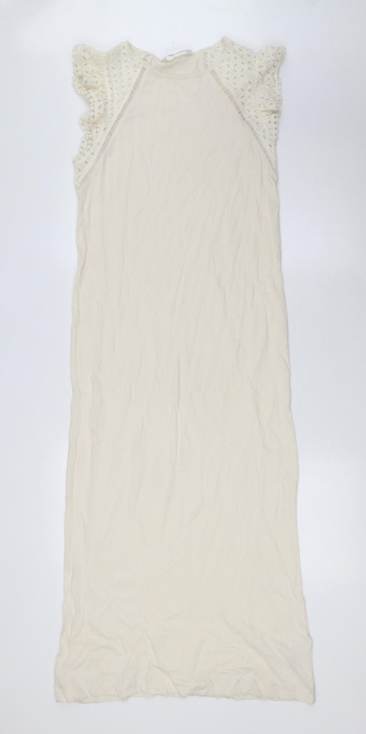 Marks and Spencer Womens Ivory Solid Cotton Cami Dress Size 8