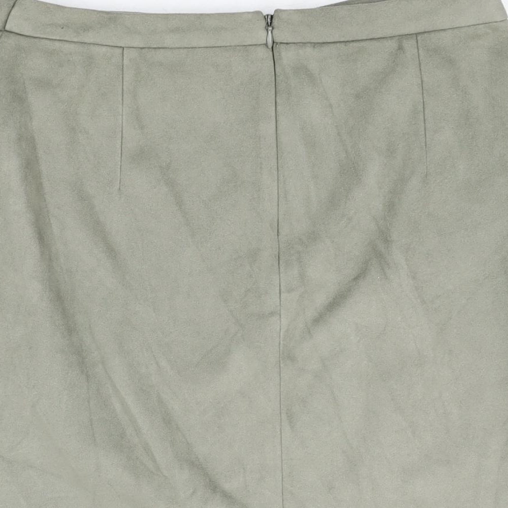 River Island Womens Green Polyester Straight & Pencil Skirt Size 12 Zip