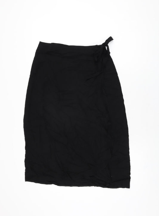 New Look Womens Black Polyester Wrap Skirt Size 10 Tie