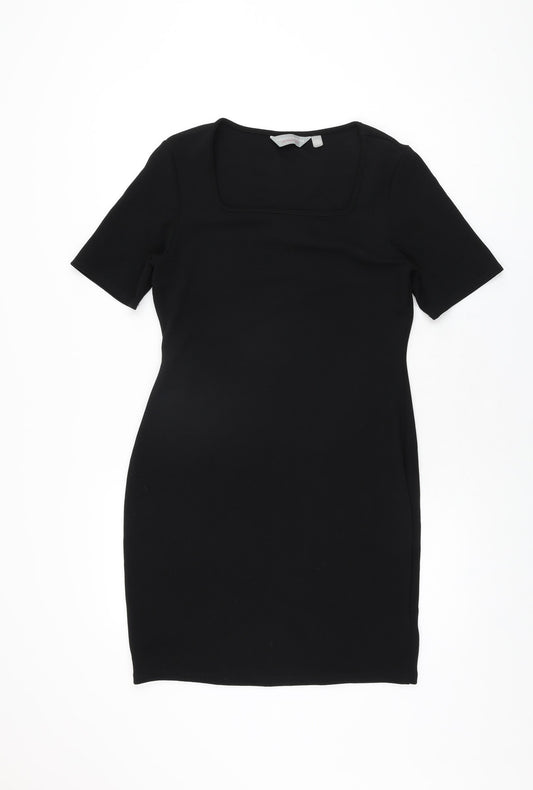 Dorothy Perkins Womens Black Polyester Bodycon Size 12 Square Neck Pullover